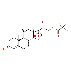ChemSpider 2D Image | S-[(10xi,11beta,13xi)-11,17-Dihydroxy-3,20-dioxopregn-4-en-21-yl] 2,2-dimethylpropanethioate | C26H38O5S