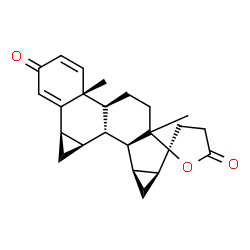 ChemSpider 2D Image | (1aR,5aR,5bS,8S,8aS,9aS,9bS,9cR,9dR)-5a,7a-Dimethyl-1,1a,5b,6,7,7a,8a,9,9a,9b,9c,9d-dodecahydro-3'H-spiro[cyclopropa[4,5]cyclopenta[1,2-a]cyclopropa[l]phenanthrene-8,2'-furan]-3,5'(4'H,5aH)-dione | C24H28O3