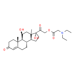 ChemSpider 2D Image | (11beta,13xi)-11,17-Dihydroxy-3,20-dioxopregn-4-en-21-yl N,N-diethylglycinate | C27H41NO6