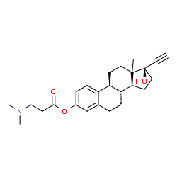ChemSpider 2D Image | (13xi,17alpha)-17-Hydroxy-19-norpregna-1(10),2,4-trien-20-yn-3-yl N,N-dimethyl-beta-alaninate | C25H33NO3