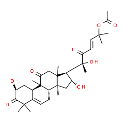 ChemSpider 2D Image | (2S,4R,13xi,16alpha,23E)-2,16,20-Trihydroxy-9,10,14-trimethyl-1,11,22-trioxo-4,9-cyclo-9,10-secocholesta-5,23-dien-25-yl acetate | C32H46O8