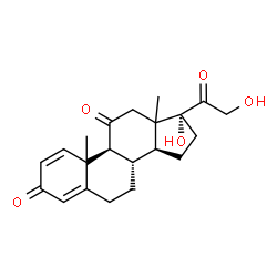 ChemSpider 2D Image | (10xi,13xi)-17,21-Dihydroxypregna-1,4-diene-3,11,20-trione | C21H26O5