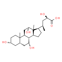 ChemSpider 2D Image | (3alpha,5beta,7alpha,10xi,12beta,13xi,23R)-3,7,12,23-Tetrahydroxycholan-24-oic acid | C24H40O6