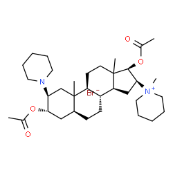 ChemSpider 2D Image | (2beta,3alpha,5alpha,10xi,13xi,16beta,17beta)-3,17-Diacetoxy-16-(1-methyl-1-piperidiniumyl)-2-(1-piperidinyl)androstane bromide | C34H57BrN2O4