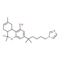 ChemSpider 2D Image | 3-[6-(1H-Imidazol-1-yl)-2-methyl-2-hexanyl]-6,6,9-trimethyl-6a,7,10,10a-tetrahydro-6H-benzo[c]chromen-1-ol | C26H36N2O2