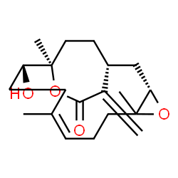 ChemSpider 2D Image | (1R,3S,8Z,12R,13R)-12-Hydroxy-5,9,13-trimethyl-16-methylene-4,14-dioxatricyclo[11.3.2.0~3,5~]octadec-8-en-15-one | C20H30O4