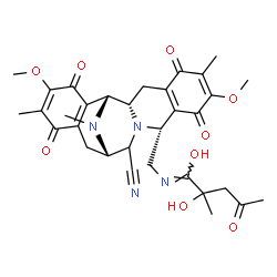 ChemSpider 2D Image | (1Z)-N-{[(1R,2S,10R,13S)-12-Cyano-7,18-dimethoxy-6,17,21-trimethyl-5,8,16,19-tetraoxo-11,21-diazapentacyclo[11.7.1.0~2,11~.0~4,9~.0~15,20~]henicosa-4(9),6,15(20),17-tetraen-10-yl]methyl}-2-hydroxy-2-m
ethyl-4-oxopentanimidic acid | C32H36N4O9
