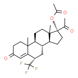 ChemSpider 2D Image | (6alpha,10xi,13xi)-3,20-Dioxo-6-(trifluoromethyl)pregn-4-en-17-yl acetate | C24H31F3O4