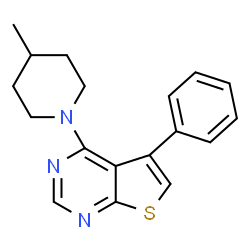 ChemSpider 2D Image | 4-(4-Methyl-1-piperidinyl)-5-phenylthieno[2,3-d]pyrimidine | C18H19N3S