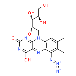 ChemSpider 2D Image | 1-(6-Azido-4-hydroxy-7,8-dimethyl-2-oxobenzo[g]pteridin-10(2H)-yl)-1-deoxy-D-ribitol | C17H19N7O6