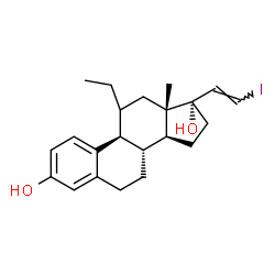 ChemSpider 2D Image | (20E)-11-Ethyl-21-iodo-19-norpregna-1(10),2,4,20-tetraene-3,17-diol | C22H29IO2