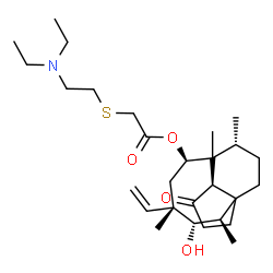 ChemSpider 2D Image | (2R,3S,4S,6R,8R,14R)-3-Hydroxy-2,4,7,14-tetramethyl-9-oxo-4-vinyltricyclo[5.4.3.0~1,8~]tetradec-6-yl {[2-(diethylamino)ethyl]sulfanyl}acetate | C28H47NO4S