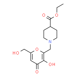 ChemSpider 2D Image | Ethyl 1-{[3-hydroxy-6-(hydroxymethyl)-4-oxo-4H-pyran-2-yl]methyl}-4-piperidinecarboxylate | C15H21NO6