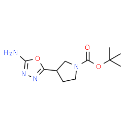 ChemSpider 2D Image | 2-Methyl-2-propanyl 3-(5-amino-1,3,4-oxadiazol-2-yl)-1-pyrrolidinecarboxylate | C11H18N4O3