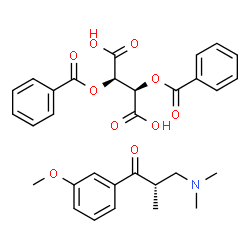 ChemSpider 2D Image | (2R,3R)-2,3-Bis(benzoyloxy)succinic acid - (2S)-3-(dimethylamino)-1-(3-methoxyphenyl)-2-methyl-1-propanone (1:1) | C31H33NO10