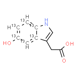 ChemSpider 2D Image | [5-Hydroxy(3a,4,5,6,7,7a-~13~C_6_)-1H-indol-3-yl]acetic acid | C413C6H9NO3