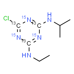 ChemSpider 2D Image | Atrazine-(triazyl-13C3,15N3) | C513C3H14ClN215N3