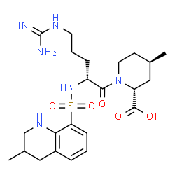 ChemSpider 2D Image | (2R,4R)-4-Methyl-1-{N~2~-[(3-methyl-1,2,3,4-tetrahydro-8-quinolinyl)sulfonyl]-D-arginyl}-2-piperidinecarboxylic acid | C23H36N6O5S