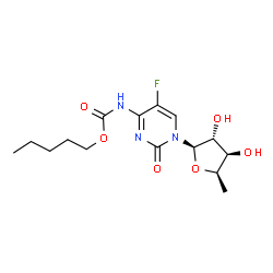 ChemSpider 2D Image | 1-(5-Deoxy-beta-D-xylofuranosyl)-5-fluoro-4-{[(pentyloxy)carbonyl]amino}-2(1H)-pyrimidinone | C15H22FN3O6