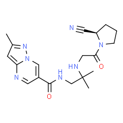 ChemSpider 2D Image | N-[2-({2-[(2R)-2-Cyano-1-pyrrolidinyl]-2-oxoethyl}amino)-2-methylpropyl]-2-methylpyrazolo[1,5-a]pyrimidine-6-carboxamide | C19H25N7O2