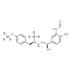 ChemSpider 2D Image | N-{2-Hydroxy-5-[(1R)-1-hydroxy-2-{[(2R)-1-{4-[(~2~H_3_)methyloxy]phenyl}(3,3,3-~2~H_3_)-2-propanyl]amino}ethyl]phenyl}formamide | C19H18D6N2O4