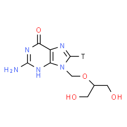 ChemSpider 2D Image | 2-Amino-9-{[(1,3-dihydroxy-2-propanyl)oxy]methyl}(8-~3~H)-3,9-dihydro-6H-purin-6-one | C9H12TN5O4