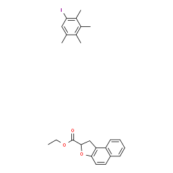 ChemSpider 2D Image | Ethyl 1,2-dihydronaphtho[2,1-b]furan-2-carboxylate - 1-iodo-2,3,4,5-tetramethylbenzene (1:1) | C25H27IO3