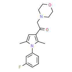 ChemSpider 2D Image | 1-[1-(3-Fluorophenyl)-2,5-dimethyl-1H-pyrrol-3-yl]-2-(4-morpholinyl)ethanone | C18H21FN2O2