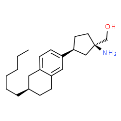 ChemSpider 2D Image | {(1R,3S)-1-Amino-3-[(6R)-6-hexyl-5,6,7,8-tetrahydro-2-naphthalenyl]cyclopentyl}methanol | C22H35NO