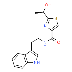 ChemSpider 2D Image | 2-[(1S)-1-Hydroxyethyl]-N-[2-(1H-indol-3-yl)ethyl]-1,3-thiazole-4-carboxamide | C16H17N3O2S