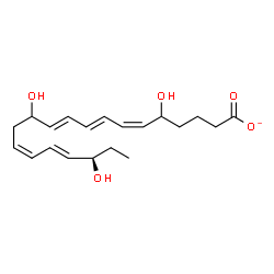 ChemSpider 2D Image | (6Z,8E,10E,14Z,16E,18R)-5,12,18-Trihydroxy-6,8,10,14,16-icosapentaenoate | C20H29O5