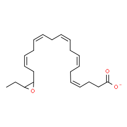ChemSpider 2D Image | (4Z,7Z,10Z,13Z,16Z)-18-(3-Ethyl-2-oxiranyl)-4,7,10,13,16-octadecapentaenoate | C22H31O3