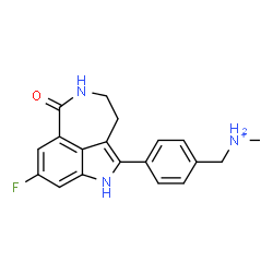 ChemSpider 2D Image | [4-(8-Fluoro-6-oxo-3,4,5,6-tetrahydro-1H-azepino[5,4,3-cd]indol-2-yl)phenyl]-N-methylmethanaminium | C19H19FN3O