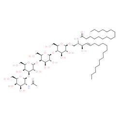 ChemSpider 2D Image | N-acetyl-beta-D-galactosaminyl-(1->3)-alpha-D-galactosyl-(1->4)-beta-D-galactosyl-(1->4)-beta-D-glucosylceramide (d18:1/16:0) | C60H110N2O23