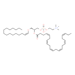 ChemSpider 2D Image | 1-(1Z-hexadecenyl)-2-(4Z,7Z,10Z,13Z,16Z,19Z-docosahexaenoyl)-sn-glycero-3-phosphocholine | C46H80NO7P