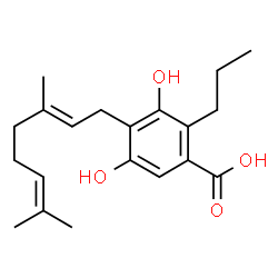ChemSpider 2D Image | 4-[(2E)-3,7-Dimethyl-2,6-octadien-1-yl]-3,5-dihydroxy-2-propylbenzoic acid | C20H28O4