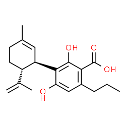ChemSpider 2D Image | 2,4-Dihydroxy-3-[(1R,6R)-6-isopropenyl-3-methyl-2-cyclohexen-1-yl]-6-propylbenzoic acid | C20H26O4