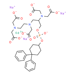 ChemSpider 2D Image | Gadolinium sodium 4-[bis(carboxylatomethyl)amino]-6,9-bis(carboxylatomethyl)-1-[(4,4-diphenylcyclohexyl)oxy]-1-oxido-2-oxa-6,9-diaza-1-phosphaundecan-11-oate 1-oxide (1:3:1) | C33H38GdN3Na3O14P