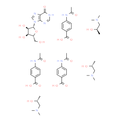 ChemSpider 2D Image | 4-acetamidobenzoic acid;9-[(2R,3R,4S,5R)-3,4-dihydroxy-5-(hydroxymethyl)tetrahydrofuran-2-yl]-1H-purin-6-one;(2R)-1-(dimethylamino)propan-2-ol | C52H78N10O17