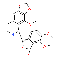 ChemSpider 2D Image | (3S)-6,7-Dimethoxy-3-[(5R)-4-methoxy-6-methyl-5,6,7,8-tetrahydro[1,3]dioxolo[4,5-g]isoquinolin-5-yl]-1,3-dihydro-2-benzofuran-1-ol | C22H25NO7