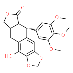 ChemSpider 2D Image | (5R)-10-Hydroxy-5-(3,4,5-trimethoxyphenyl)-5,8,8a,9-tetrahydrofuro[3',4':6,7]naphtho[2,3-d][1,3]dioxol-6(5aH)-one | C22H22O8