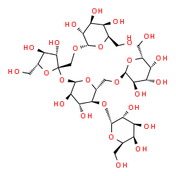 ChemSpider 2D Image | alpha-D-Galactopyranosyl-(1->1)-beta-D-fructofuranosyl alpha-D-galactopyranosyl-(1->4)-[alpha-D-galactopyranosyl-(1->6)]-alpha-D-glucopyranoside | C30H52O26