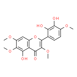 ChemSpider 2D Image | 2-(2,3-Dihydroxy-4-methoxyphenyl)-5-hydroxy-3,6,7-trimethoxy-4H-chromen-4-one | C19H18O9