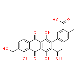 ChemSpider 2D Image | (6R)-6,7,9,14-Tetrahydroxy-10-(hydroxymethyl)-3-methyl-8,13-dioxo-5,6,8,13-tetrahydrobenzo[a]tetracene-2-carboxylic acid | C25H18O9
