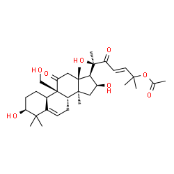 ChemSpider 2D Image | (1S,4R,9beta,16beta,23E)-1,16,20-Trihydroxy-9-(hydroxymethyl)-10,14-dimethyl-11,22-dioxo-4,9-cyclo-9,10-secocholesta-5,23-dien-25-yl acetate | C32H48O8