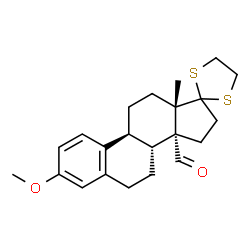 ChemSpider 2D Image | (8R,9S,13S,14R)-3-Methoxy-13-methyl-7,8,9,11,12,13,15,16-octahydrospiro[cyclopenta[a]phenanthrene-17,2'-[1,3]dithiolane]-14(6H)-carbaldehyde | C22H28O2S2
