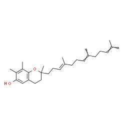 ChemSpider 2D Image | 2,7,8-Trimethyl-2-[(3E,7E)-4,8,12-trimethyl-3,7,11-tridecatrien-1-yl]-6-chromanol | C28H42O2