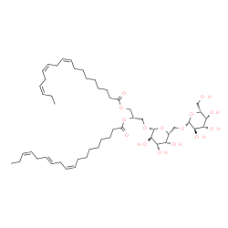 ChemSpider 2D Image | (2S)-3-{[6-O-(beta-D-Galactopyranosyl)-beta-D-galactopyranosyl]oxy}-1,2-propanediyl (9Z,12Z,15Z,9'Z,12'E,15'Z)bis(-9,12,15-octadecatrienoate) | C51H84O15