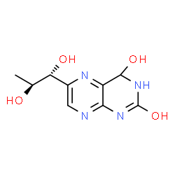 ChemSpider 2D Image | 6-[(1R,2S)-1,2-Dihydroxypropyl]-3,4-dihydro-2,4-pteridinediol | C9H12N4O4