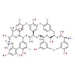 ChemSpider 2D Image | (1S,2R,19R,20Z,22S,34S,37R,38Z,40R,53E,55Z,58Z)-22-Amino-5,15,43-trichloro-2,21,26,31,35,38,44,47,49,54,56,59,64-tridecahydroxy-7,13,28-trioxa-20,36,39,53,55,58-hexaazaundecacyclo[38.14.2.2~3,6~.2~14,
17~.2~19,34~.1~8,12~.1~23,27~.1~29,33~.1~41,45~.0~10,37~.0~46,51~]hexahexaconta-3,5,8(64),9,11,14,16,20,23(61),24,26,29(60),30,32,35,38,41(57),42,44,46,48,50,53,55,58,62,65-heptacosaene-52-carboxylic 
acid | C58H44Cl3N7O18